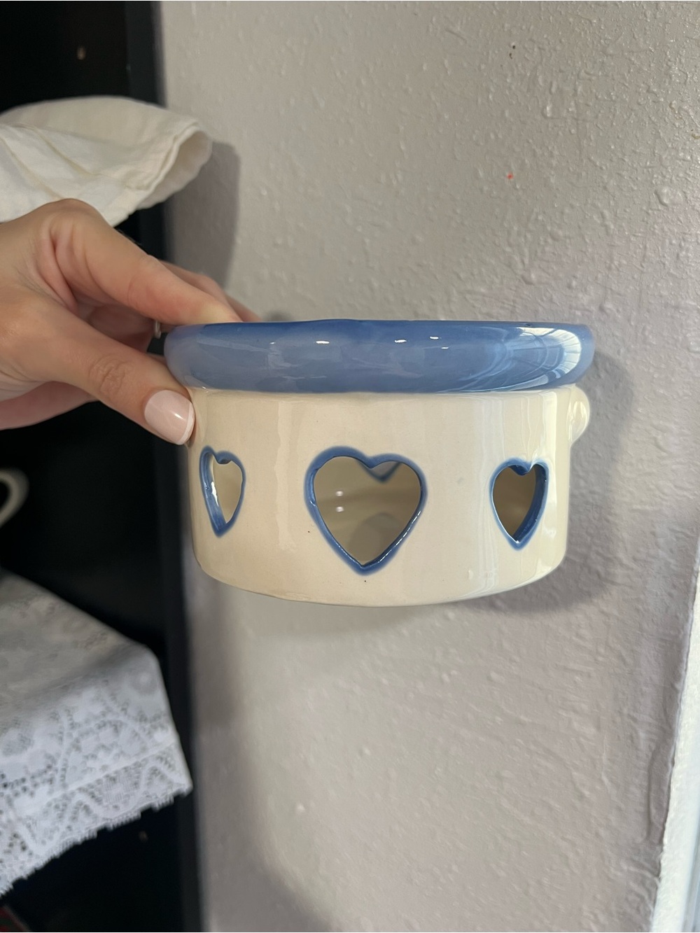 Vintage Artmark CottageCore Heart Crock/Tea Light
